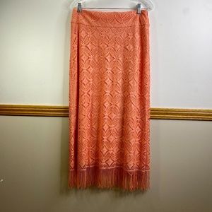CATO Coral Midi Skirt with Fringe
